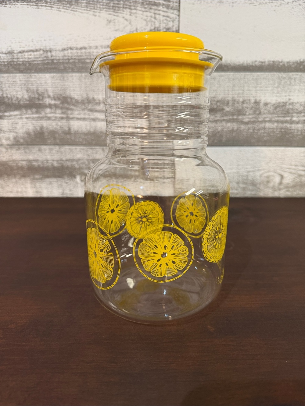 Vintage Pyrex Lemon Citrus Glass Juice Carafe Pitcher 1.5 Qt 3515 With Lid